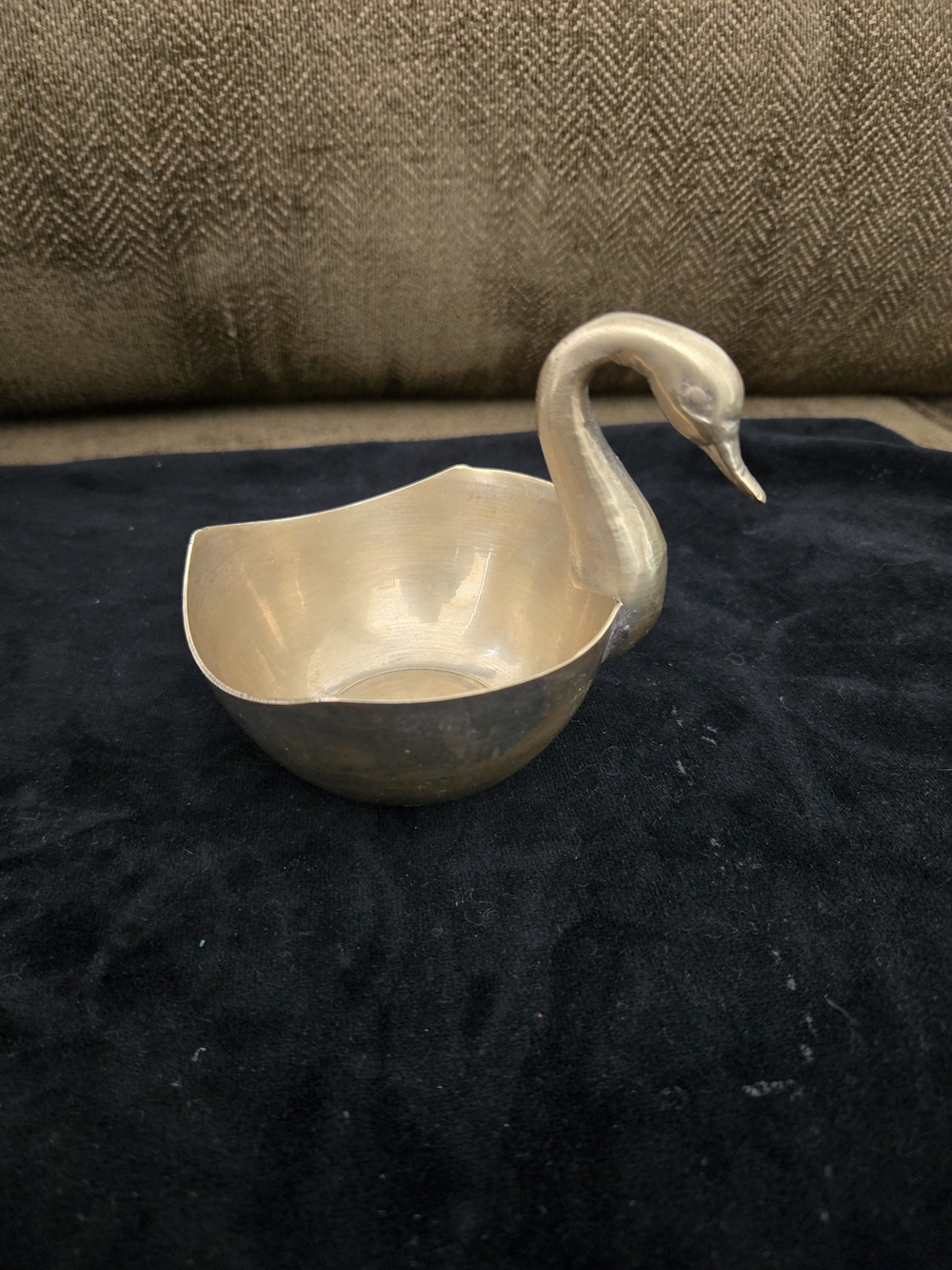 Vintage Pewter Swan Decorative Trinket Bowl
